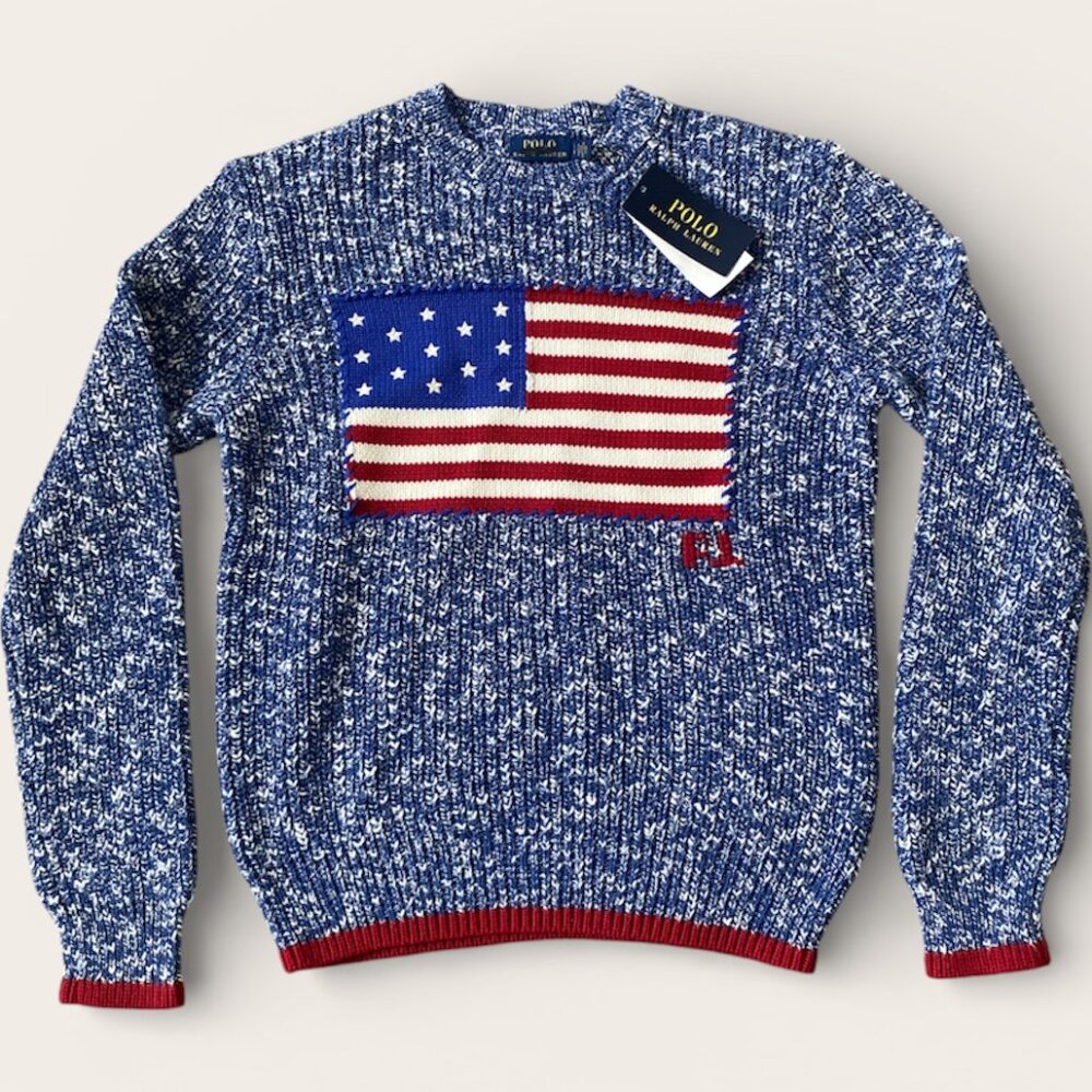 Share POLO RALPH LAUREN WOMENS AMERICAN FLAG SWEATER SIZE SMALL